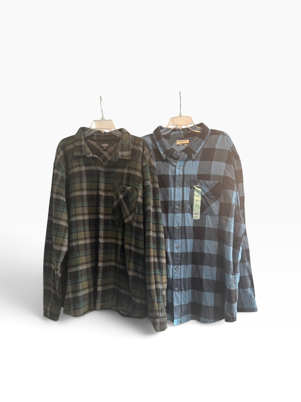 NWT/EUC Two men's long sleeve plaid button-front shirts